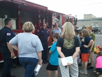 Kids touring fire truck